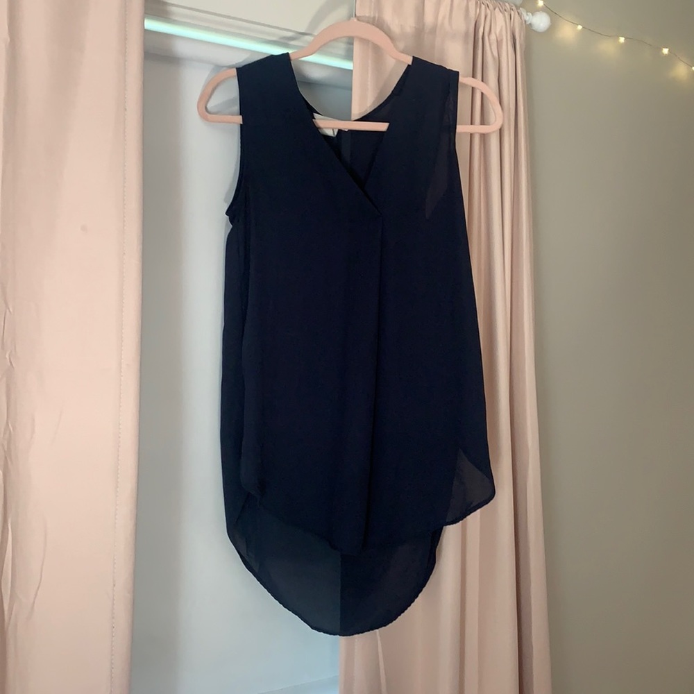 Navy Blue Sleeveless Blouse